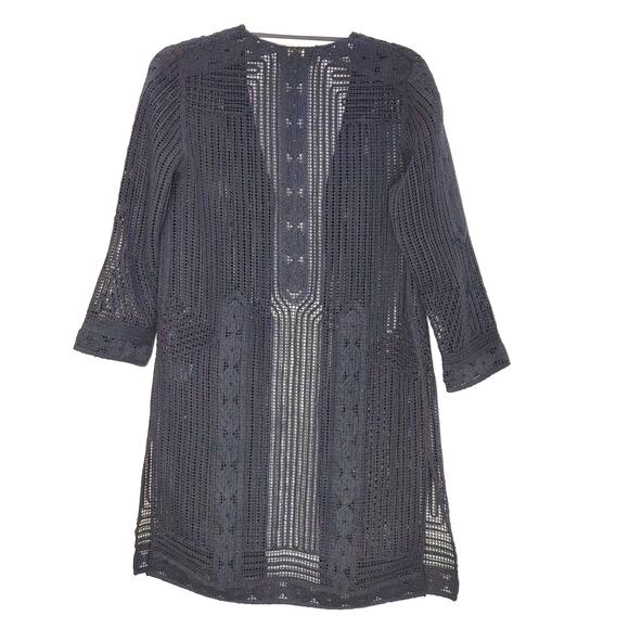 Kobi Halperin Swimwear Cover Up Open Front Crochet Gray Cotton Womens XS - Picture 2 of 7